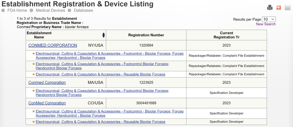 Regulatory pathway & MedTech investor pitch deck Registration and Listing for Conmed Bipolar Forceps 1024x443 Regulatory pathway & MedTech investor pitch deck