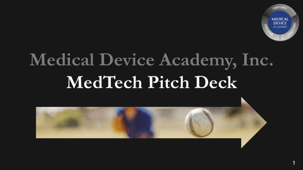 Regulatory pathway & MedTech investor pitch deck Slide1 1024x576 Regulatory pathway & MedTech investor pitch deck